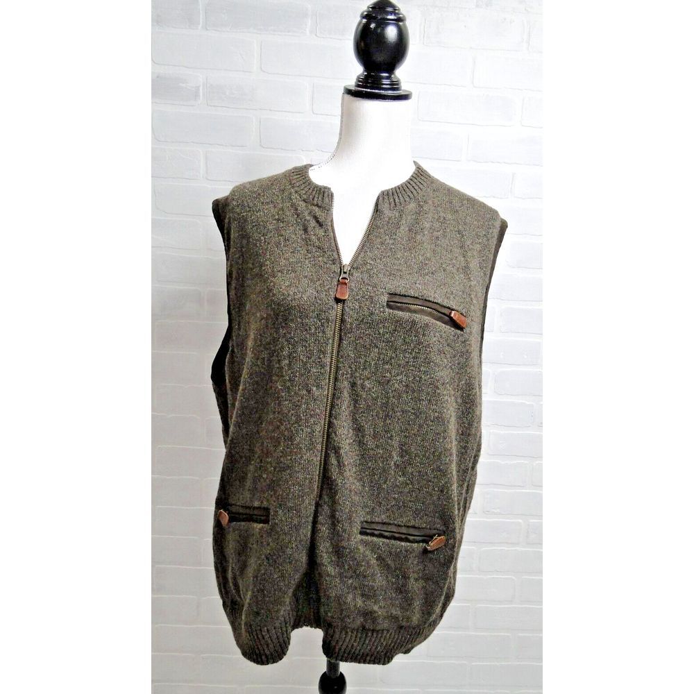 Harley of Scotland Men's Full Zip wool Vest Sweater Size L‎